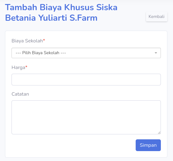 Menu Data Siswa