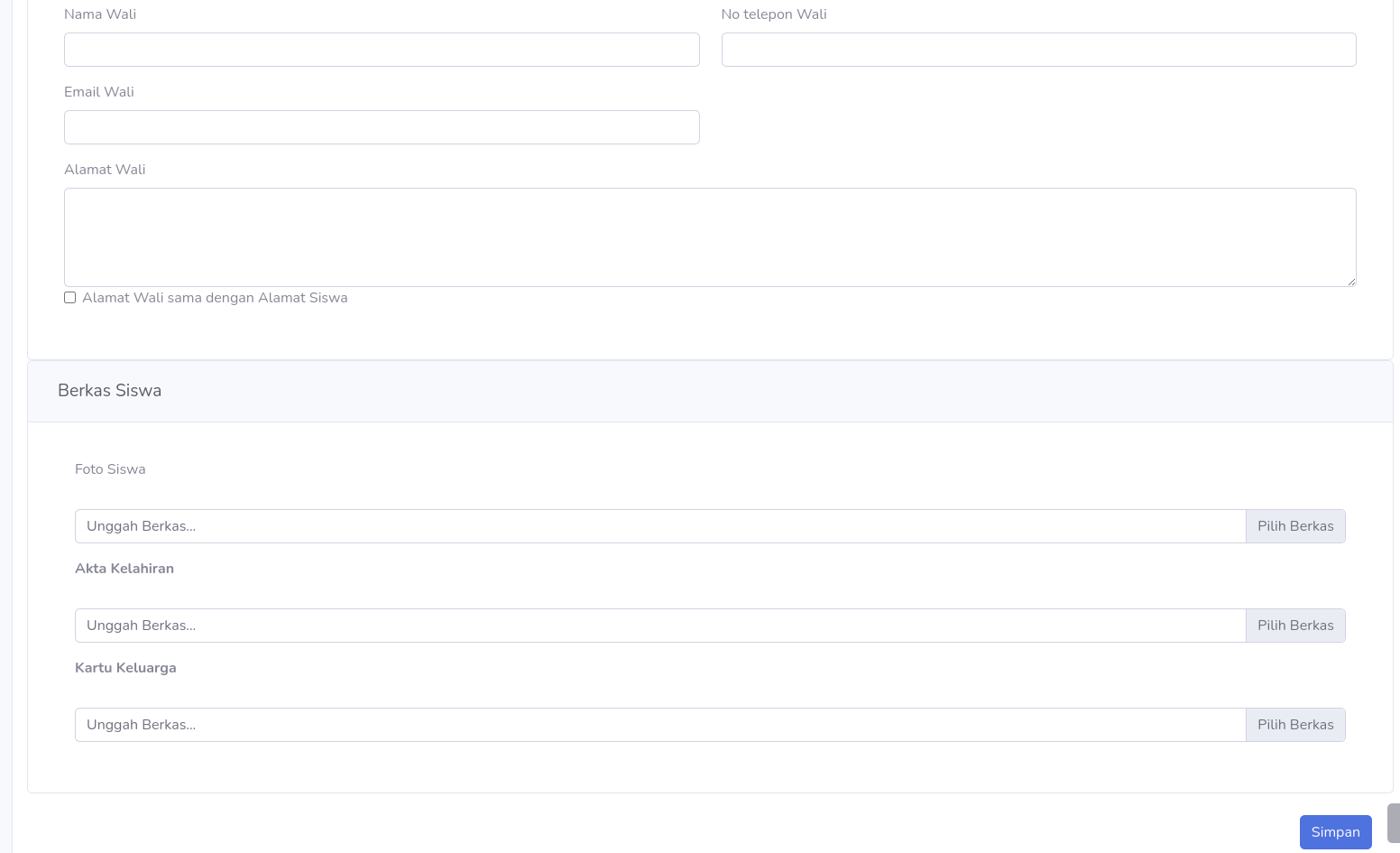 Menu Data Siswa