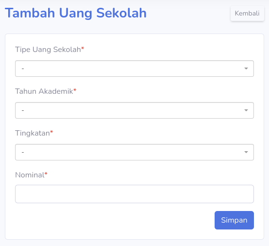 Menu Uang Sekolah